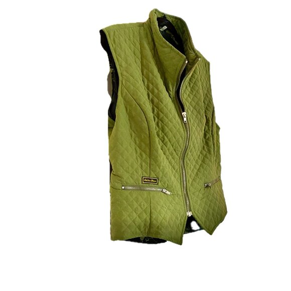 Golden Dress Quilted Cotton Zipper Vest Womens Sz M Equestrian Gear Green EUC - Picture 4 of 7